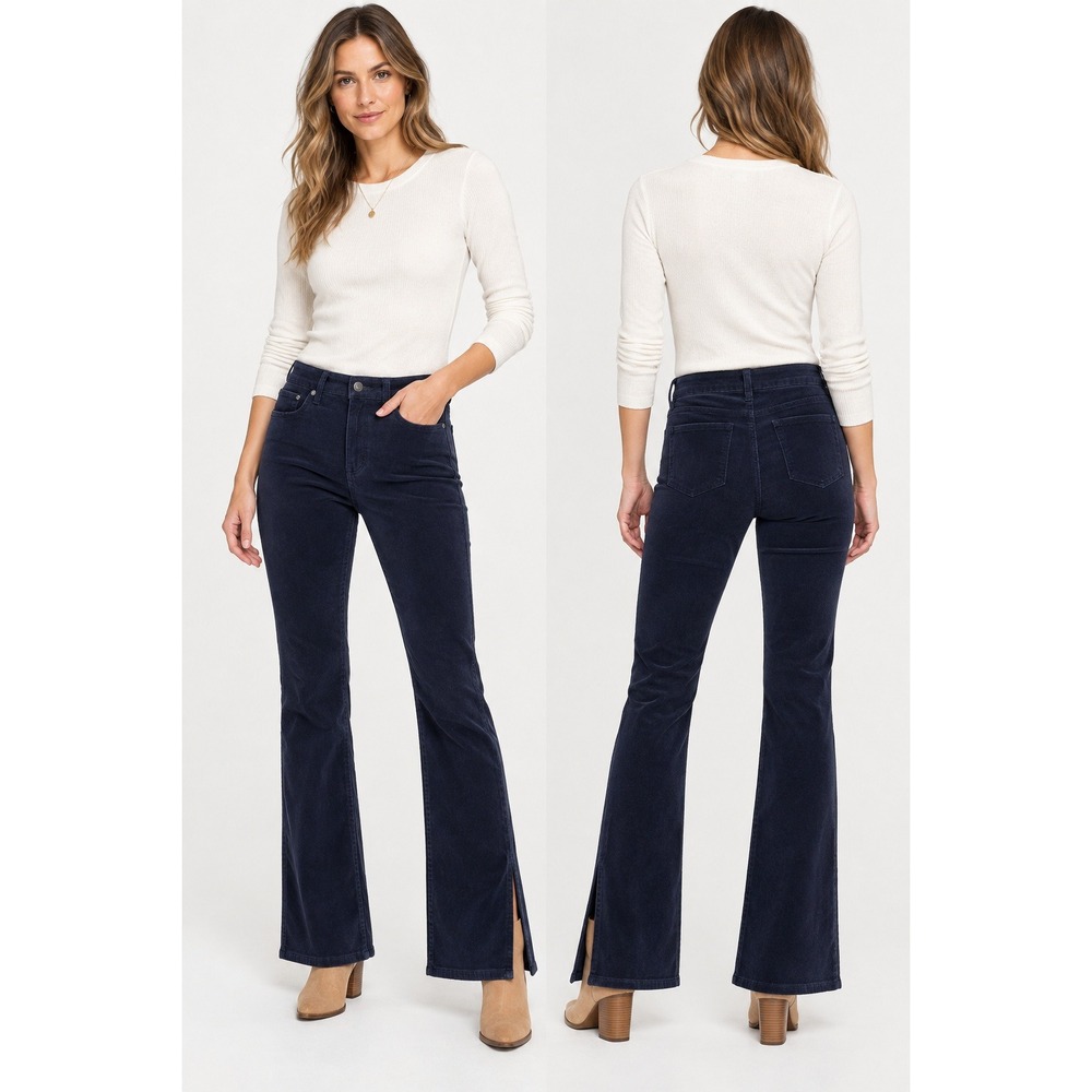 Madewell Kick Out Full-Length Navy Blue Corduroy Pants NT874 Womens 25 NEW